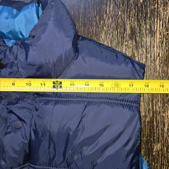 Old Navy Mens Size Large Blue Puffer Vest Jacket Poly Fill Snap Full Zip - Picture 9 of 10